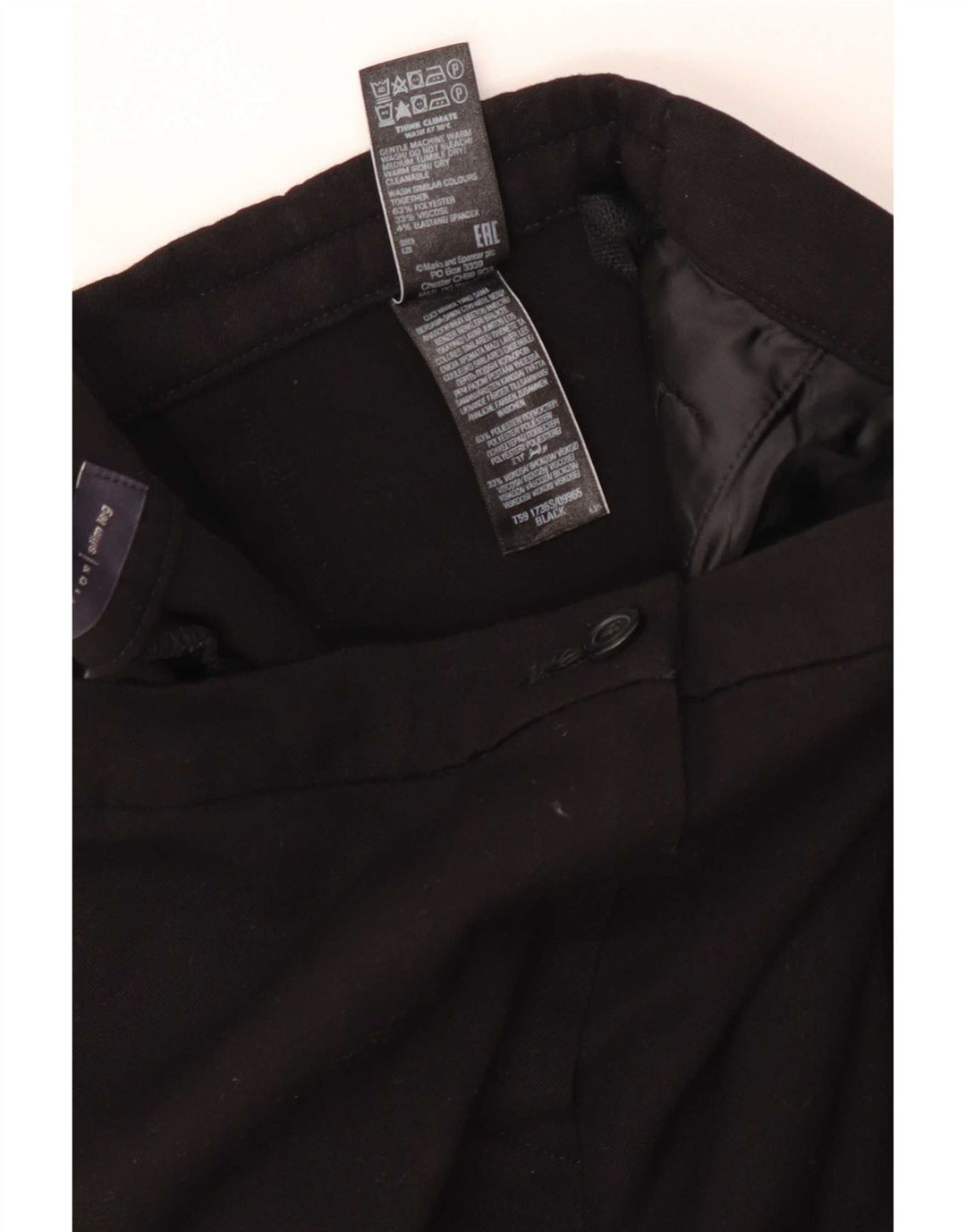 Pantaloni casual da donna Marks & Spencer UK 14 Large W34 L30 Poliestere nero