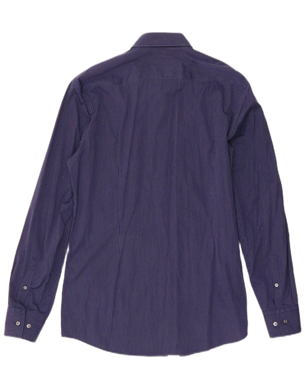 Camicia slim fit da uomo Hugo Boss taglia 41 16 grande cotone gessato blu