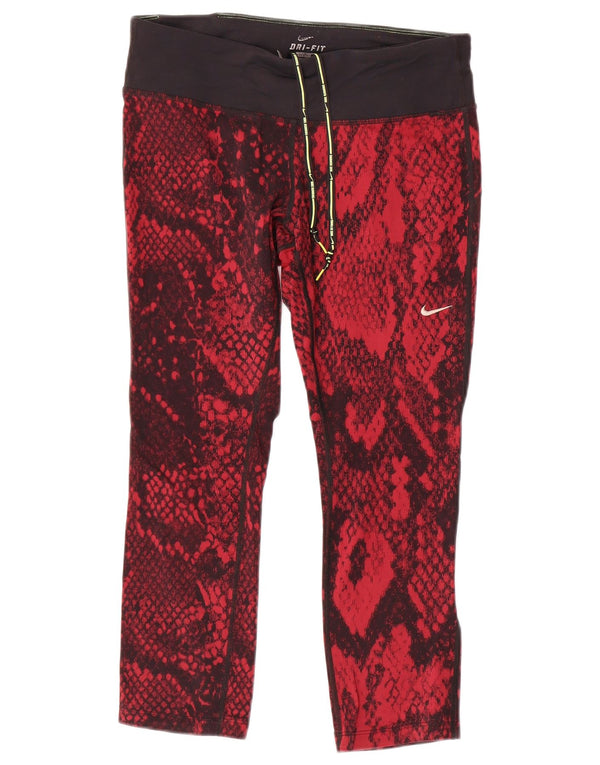 Leggings Nike Dri Fit Crop da donna UK 14 nylon con stampa animalier rosso medio