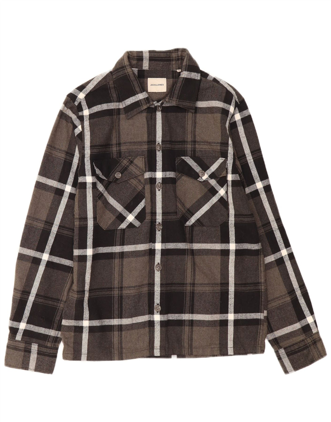 Camicia da uomo in flanella Jack & Jones piccola in cotone a quadri grigi