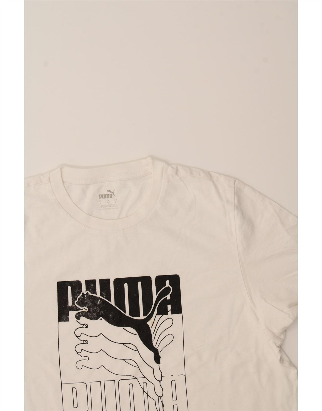 PUMA Mens Graphic T-Shirt Top Large White Cotton Vintage Puma and Second-Hand Puma from Messina Hembry 