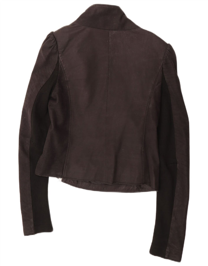 Giacca da corsa in pelle da donna All Saints UK 12 in pelle nera media