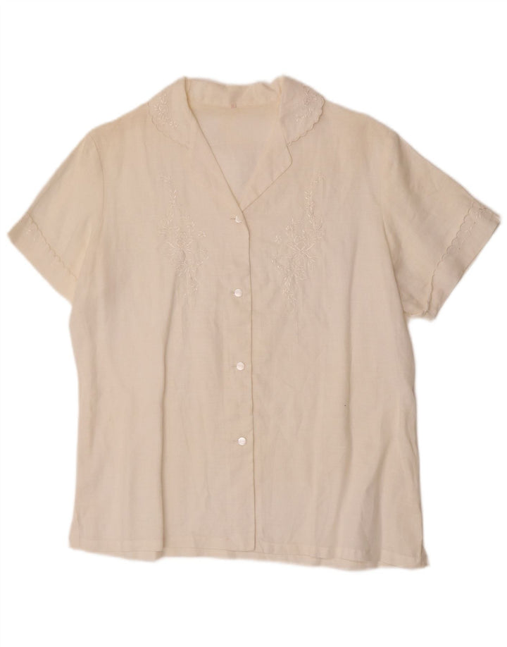 Camicetta camicia a maniche corte da donna vintage EU 38 medio bianco sporco