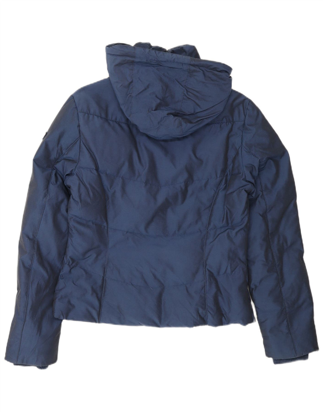 WOOLRICH Womens Hooded Padded Jacket UK 14 Medium Navy Blue Cotton