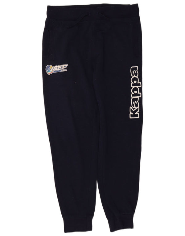 Pantaloni da tuta con grafica Kappa da uomo, pantaloni da jogging, piccoli, in poliestere blu navy