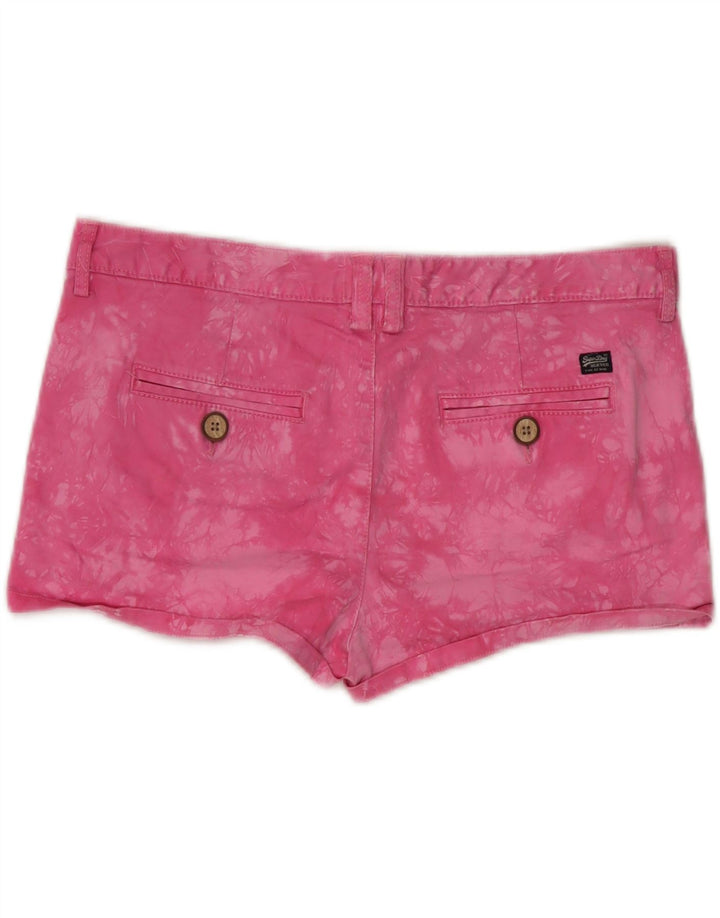 Pantaloni caldi da donna Superdry medi W34 rosa in cotone tie dye