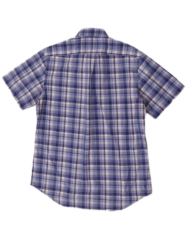 Camicia a maniche corte da uomo Ralph Lauren in cotone a quadri blu medio