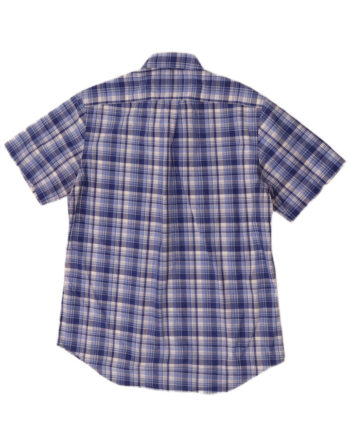 Camicia a maniche corte da uomo Ralph Lauren in cotone a quadri blu medio