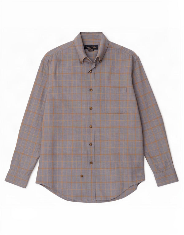 Camicia in flanella da uomo Brooks Brothers in cotone scozzese blu medio