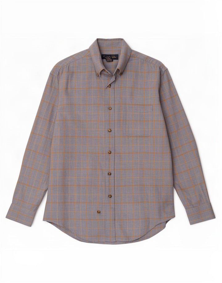 Camicia in flanella da uomo Brooks Brothers in cotone scozzese blu medio