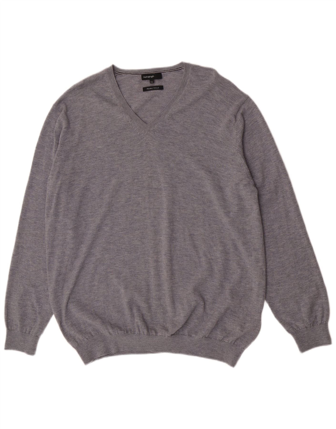 Marks & Spencer Mens Autograph V-Neck Jumper Sweater 2XL Grey Wool