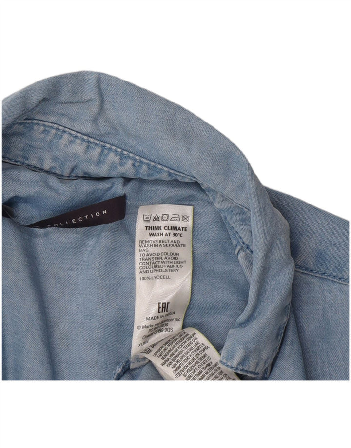Abito camicia oversize a maniche corte da donna Marks & Spencer UK 8 piccolo blu
