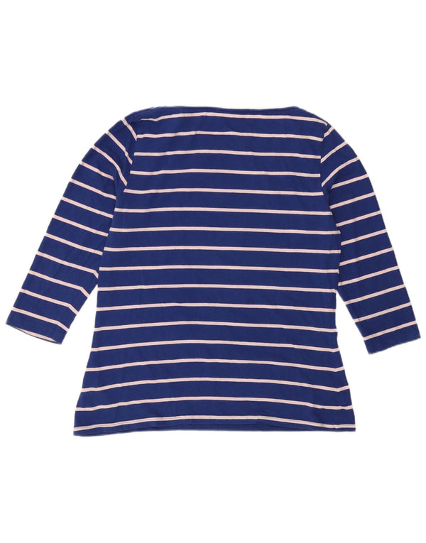 Marks & Spencer Top da donna manica 3/4 UK 16 cotone a righe grandi blu