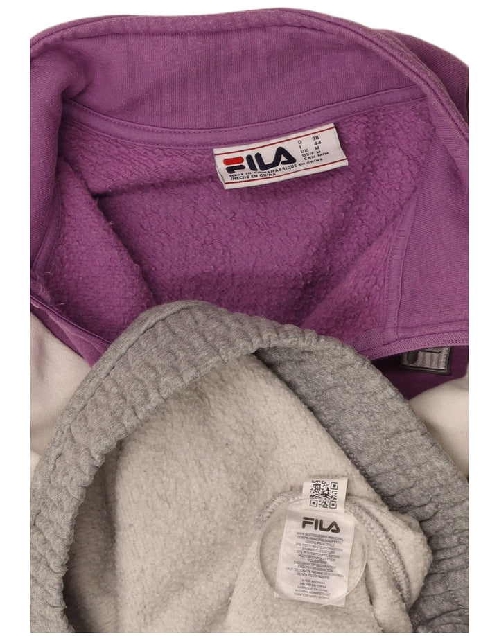 Felpa da donna con zip 1/4 FILA Maglione UK 14 Cotone color block grigio medio