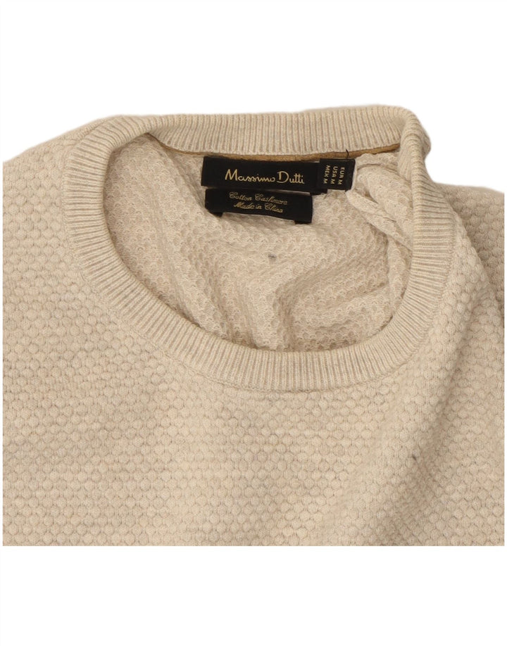 Maglione maglione girocollo da uomo Massimo Dutti in cotone beige medio