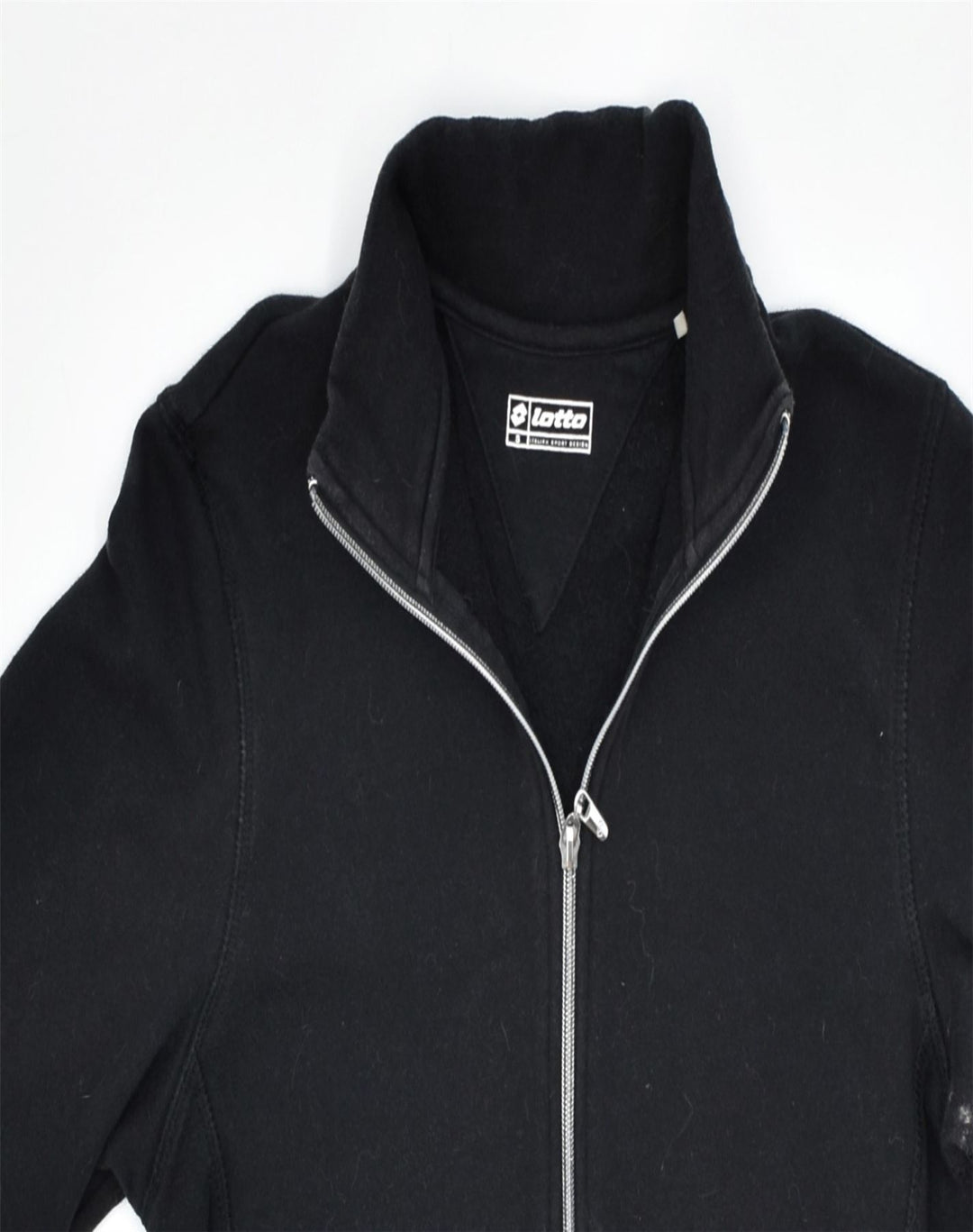 LOTTO Womens Oversized Tracksuit Top Jacket UK 10 Small Black Cotton | Vintage | Thrift | Second-Hand | Used Clothing | Messina Hembry 