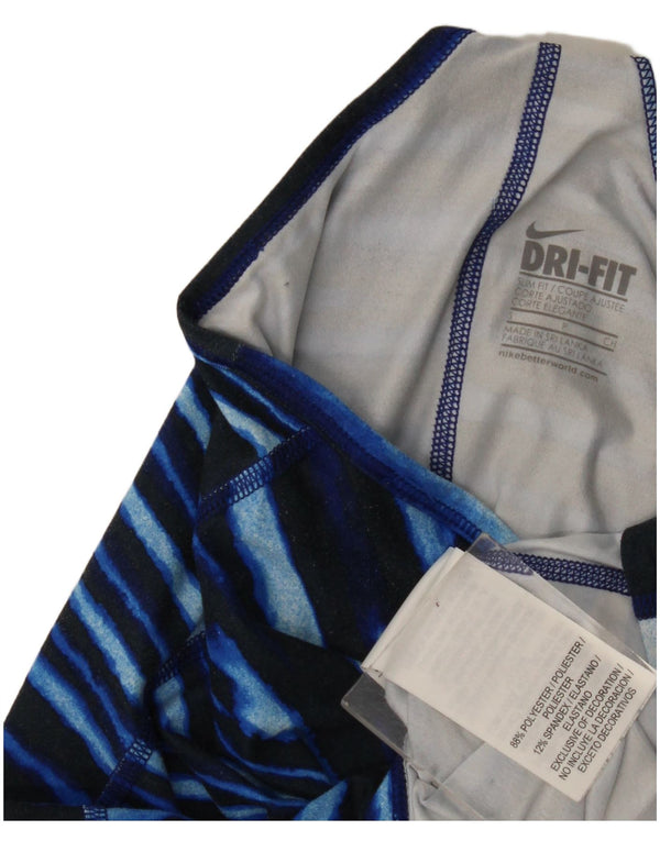 Canotta Nike Dri Fit Slim Fit da donna UK 8 Small Poliestere a righe blu