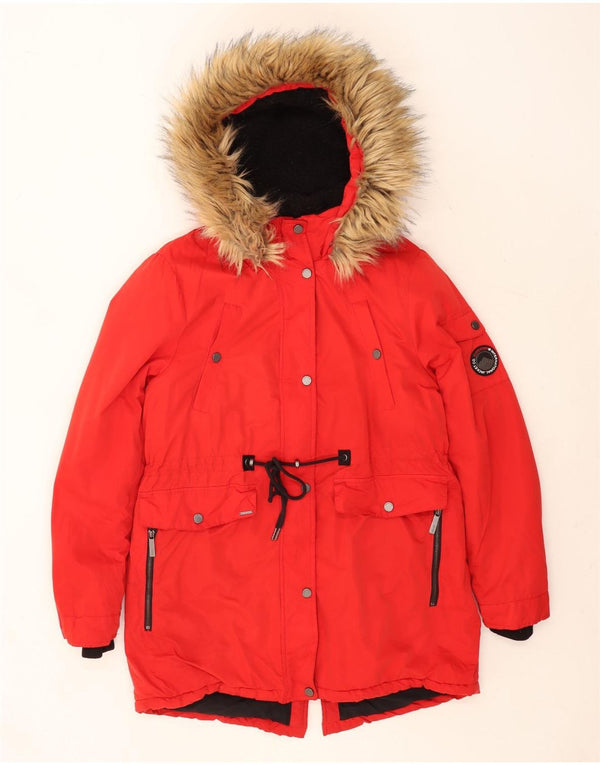Giacca Parka da donna con cappuccio Superdry UK 14 Large Rosso Poliestere