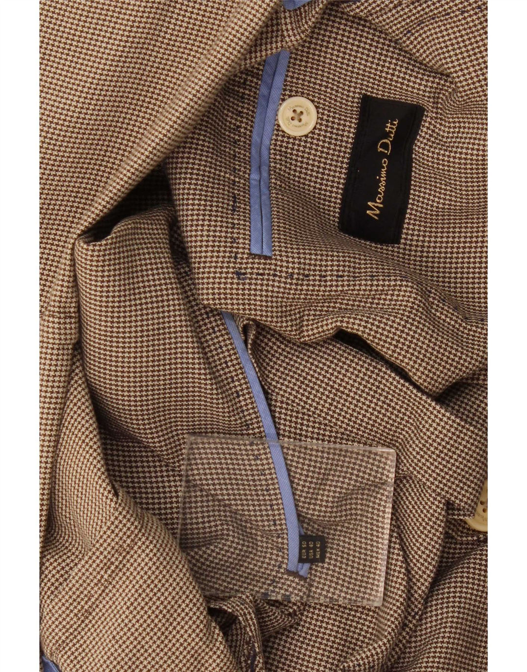 Giacca blazer da uomo a 2 bottoni Massimo Dutti EU 50 pied de poule marrone medio