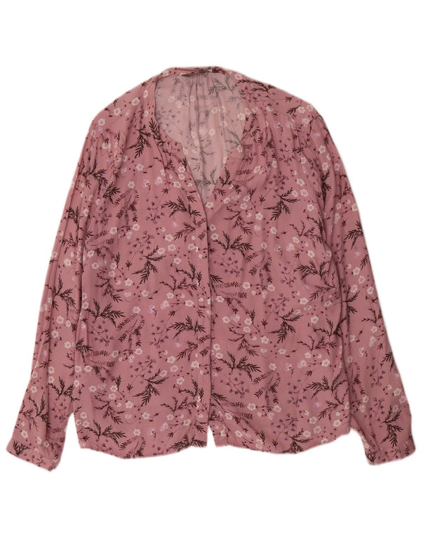 Laura Ashley Camicia da donna Camicetta UK 18 XL Viscosa floreale rosa