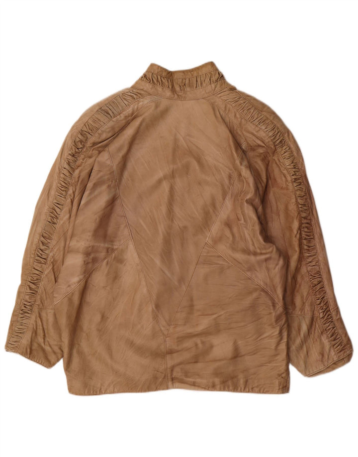 Giacca in pelle oversize da donna vintage UK 18 XL Beige