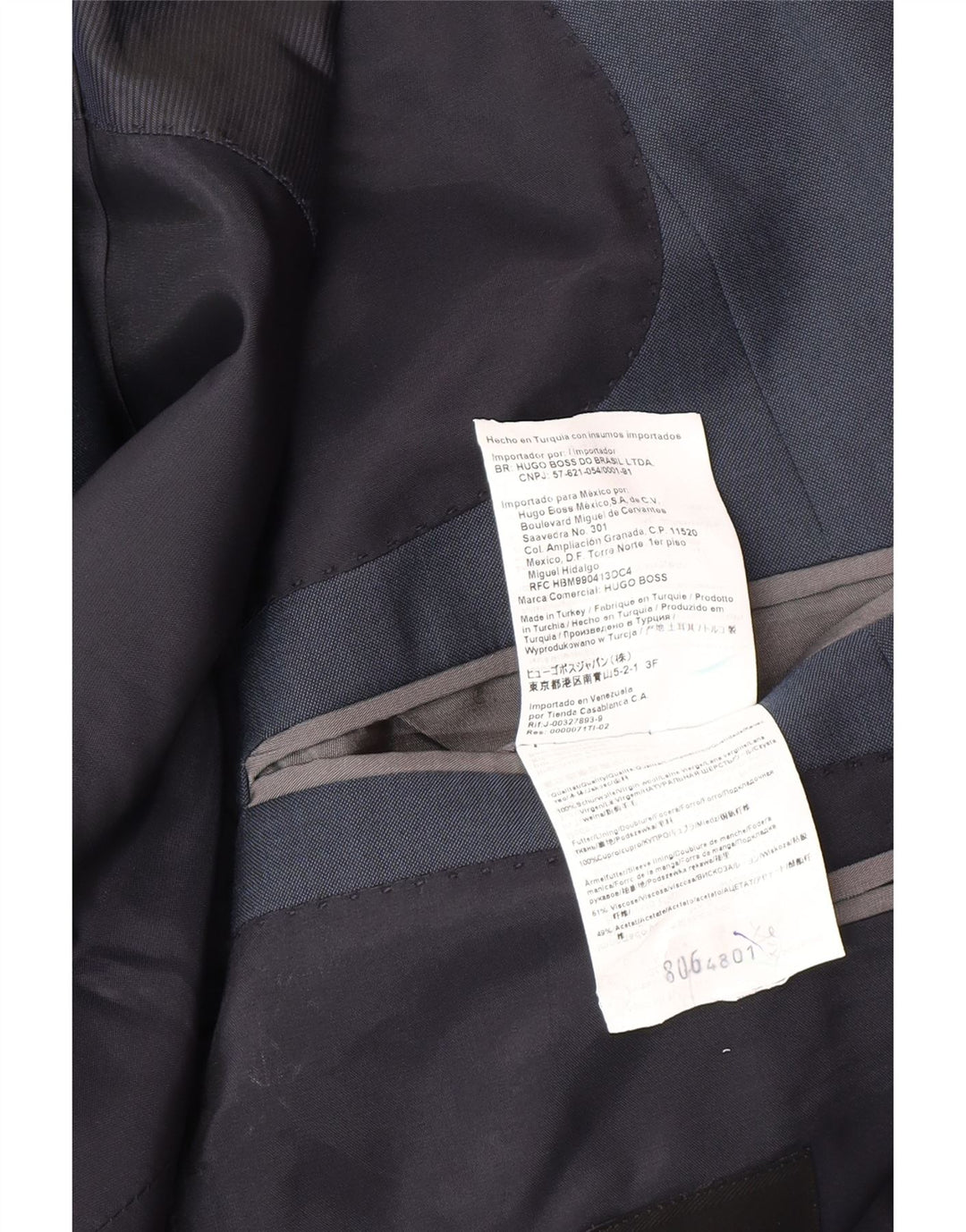 Giacca blazer da uomo a 2 bottoni Hugo Boss IT 48 media lana blu navy