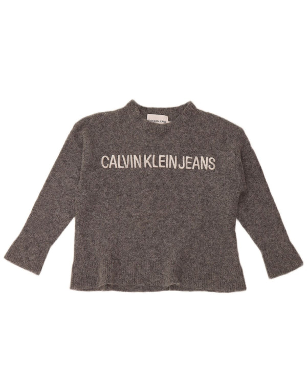 Maglione maglione girocollo per ragazze Calvin Klein 9-10 anni grande grigio poliammide
