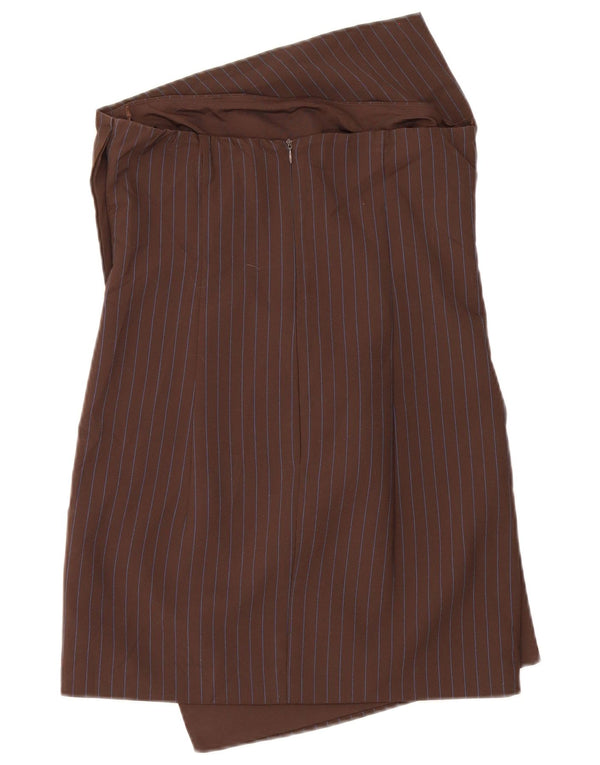 Abito senza spalline da donna Zara UK 12 Poliestere gessato marrone medio