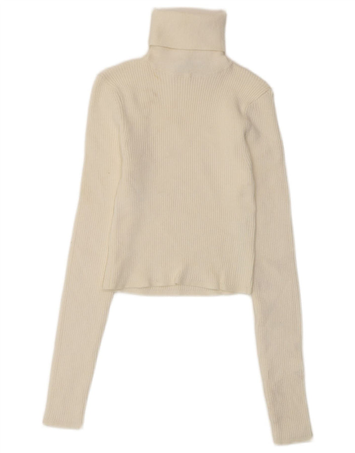 Maglione corto da donna Zara con collo alto, UK 12, viscosa bianca media