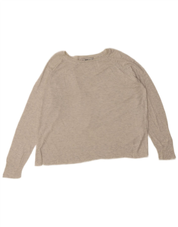 Maglione maglione con scollo a barca da donna Zara UK 14 Grigio medio