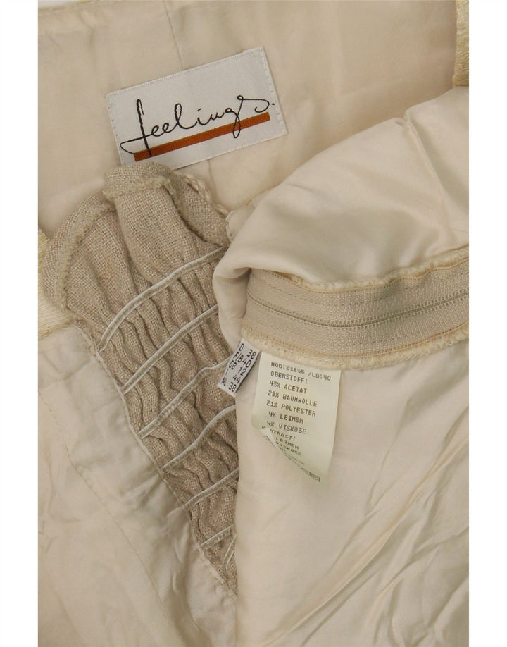 Top corto da donna vintage UK 12 Acetato a righe beige medio