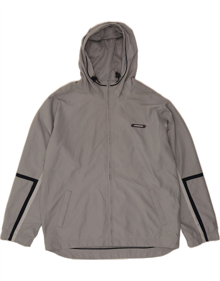 REEBOK Mens Hooded Rain Jacket UK 42 XL Grey Polyester Vintage Reebok and Second-Hand Reebok from Messina Hembry 