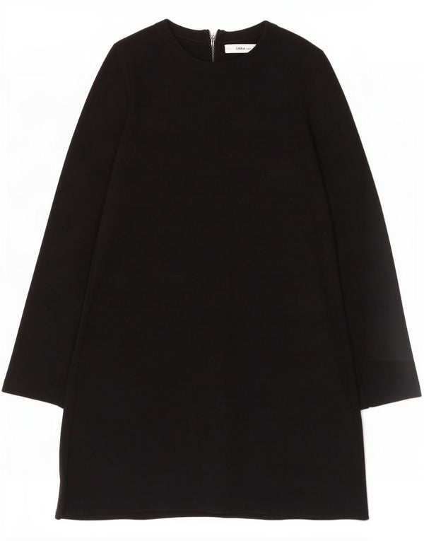 Abito a trapezio a maniche lunghe da donna Zara UK 14 viscosa nera media