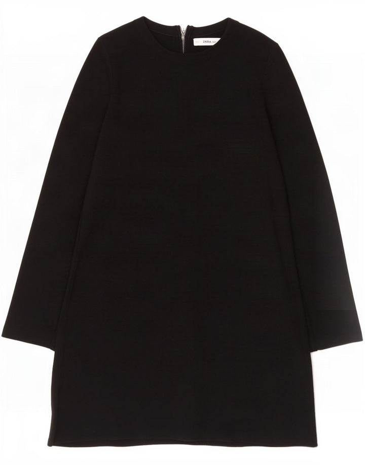 Abito a trapezio a maniche lunghe da donna Zara UK 14 viscosa nera media