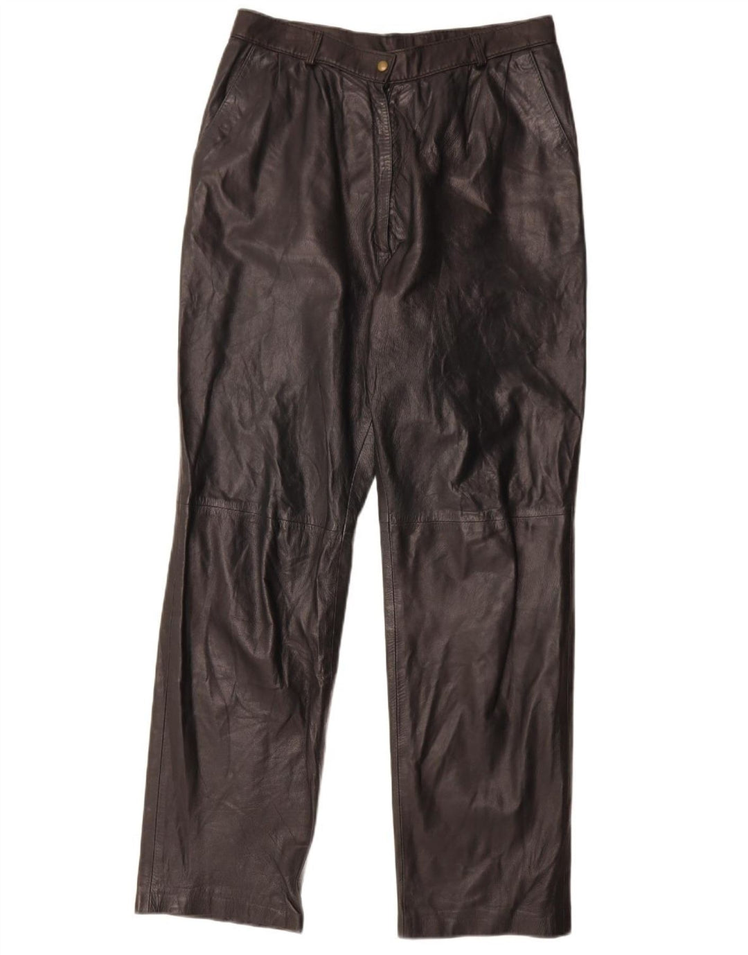 Pantaloni dritti in pelle vintage da donna W29 L30 neri