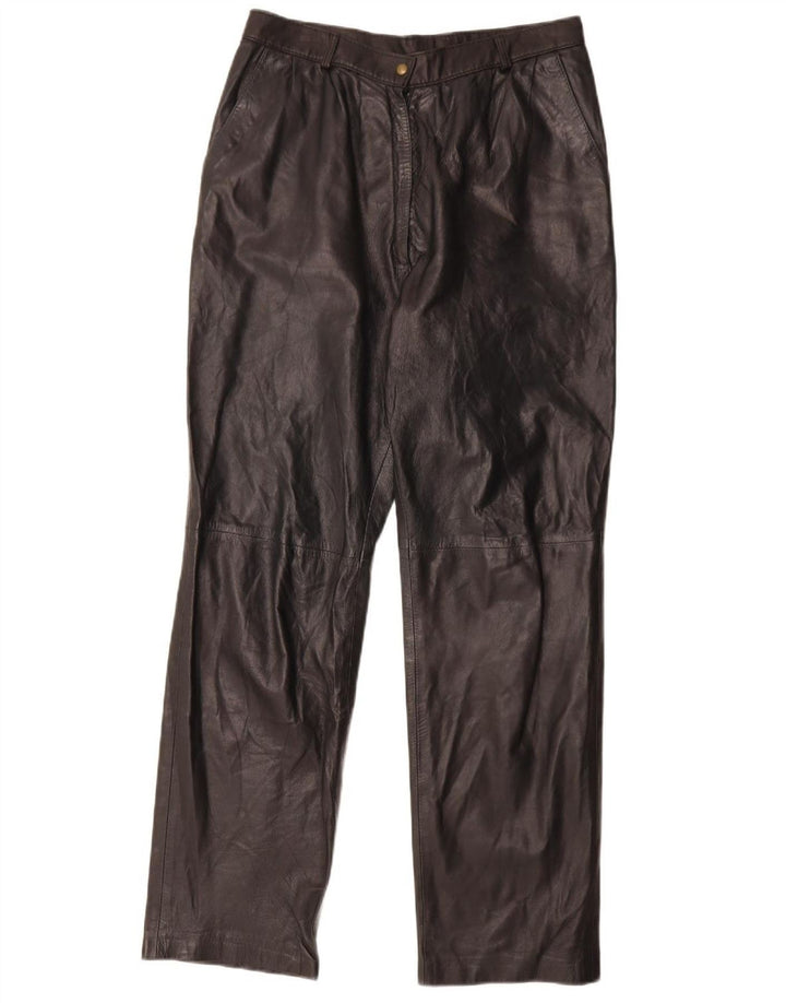 Pantaloni dritti in pelle vintage da donna W29 L30 neri