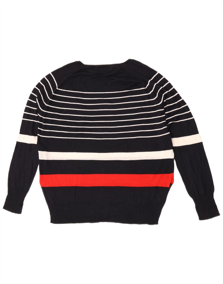 Maglione maglione girocollo da donna Zara UK 14 medio a righe blu navy