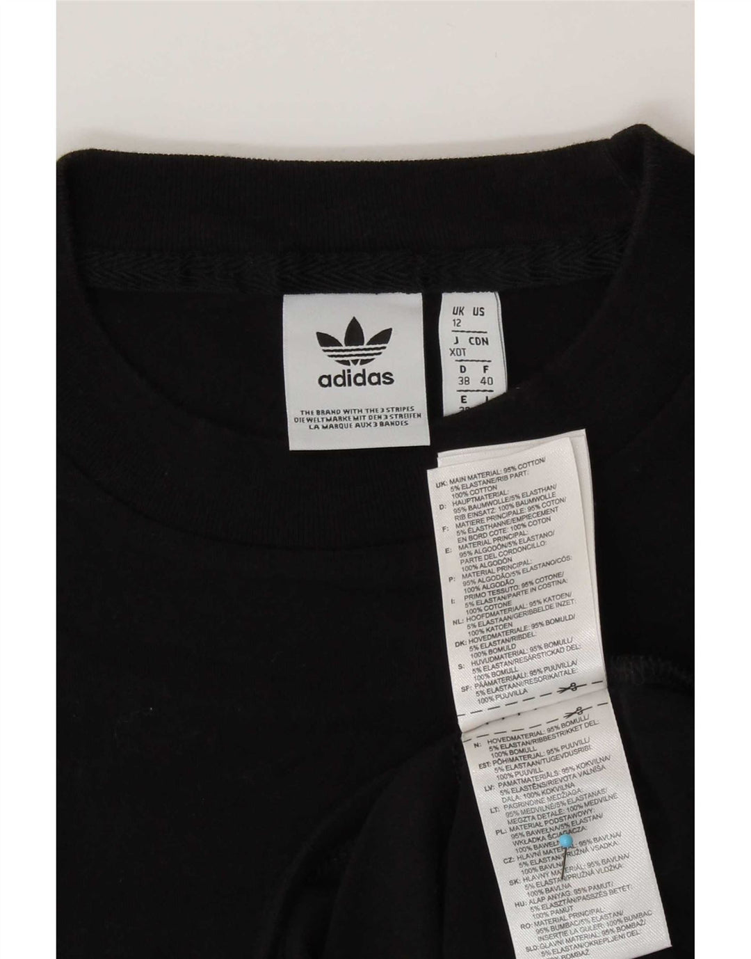 Canottiera grafica da donna Adidas UK 12 cotone medio nero