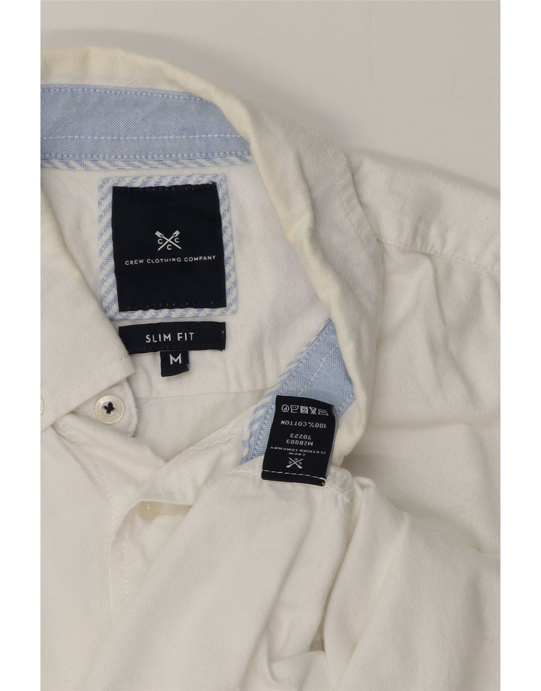 CREW CLOTHING Camicia da uomo slim fit in cotone bianco medio