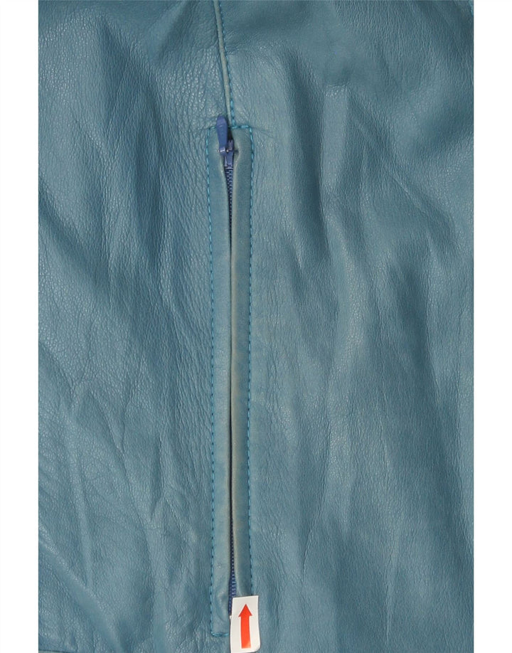 MAZZI Womens Leather Jacket IT 44 Medium Blue Leather Vintage Mazzi and Second-Hand Mazzi from Messina Hembry 