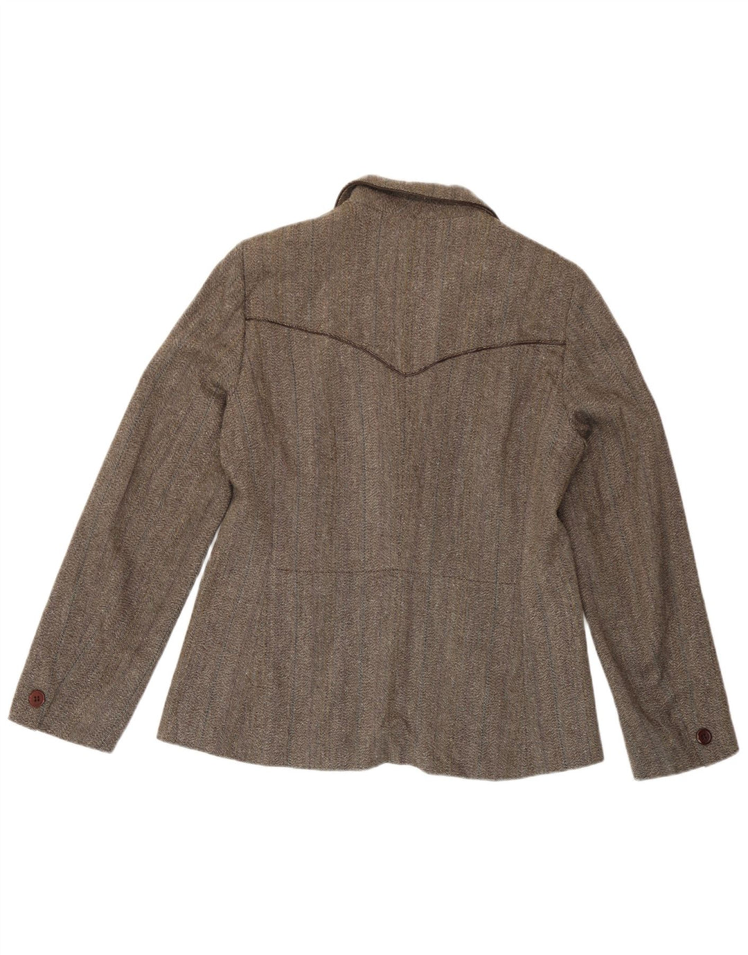 Giacca blazer a 3 bottoni da donna Marella UK 16 grande viscosa marrone a spina di pesce