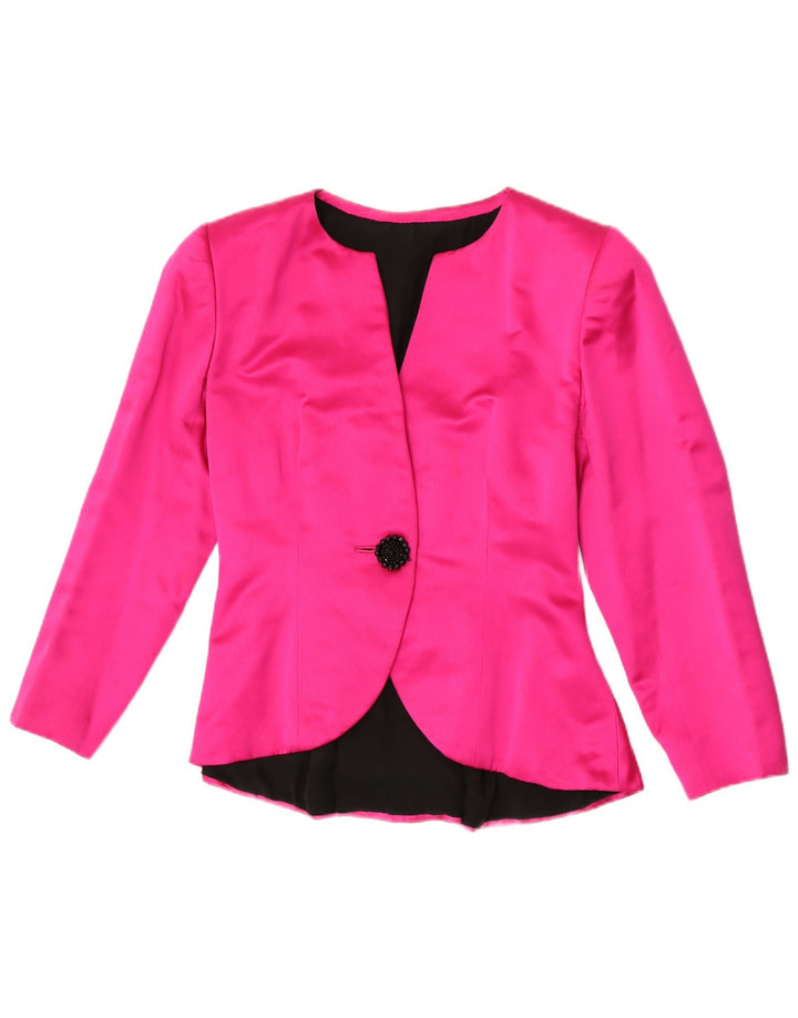 Giacca blazer vintage da donna a 1 bottone UK 10 piccola rosa