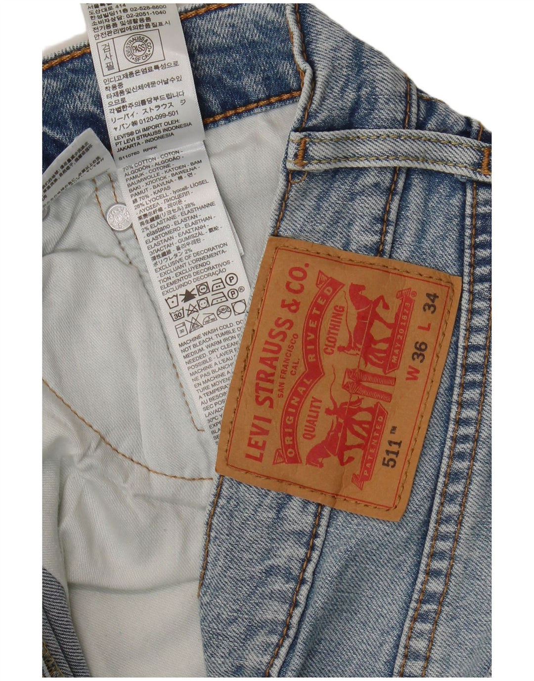 Jeans Levi's Uomo 511 Slim W36 L34 Cotone Blu