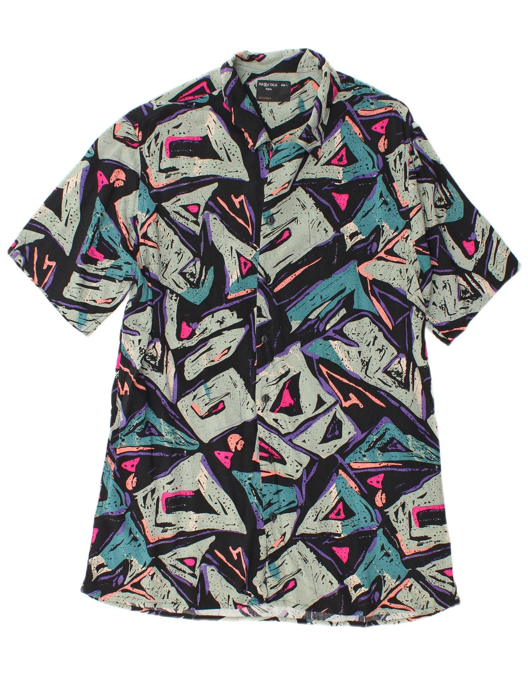 PIAZZA ITALIA Camicia da mare da uomo grande geometrica multicolore