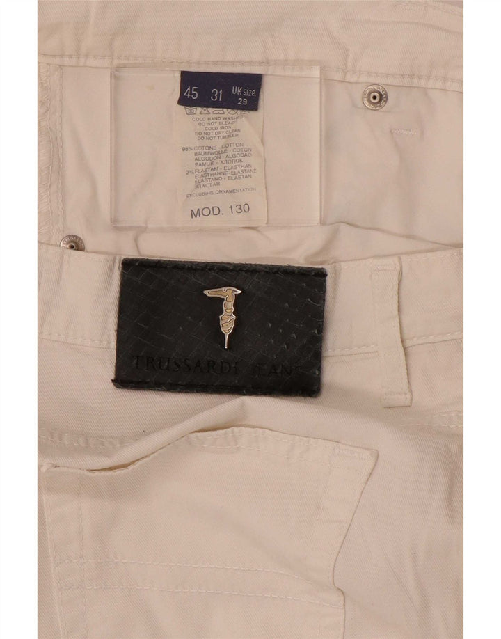 Pantaloni Capri Dritti Donna Trussardi W29 L20 Cotone Bianco