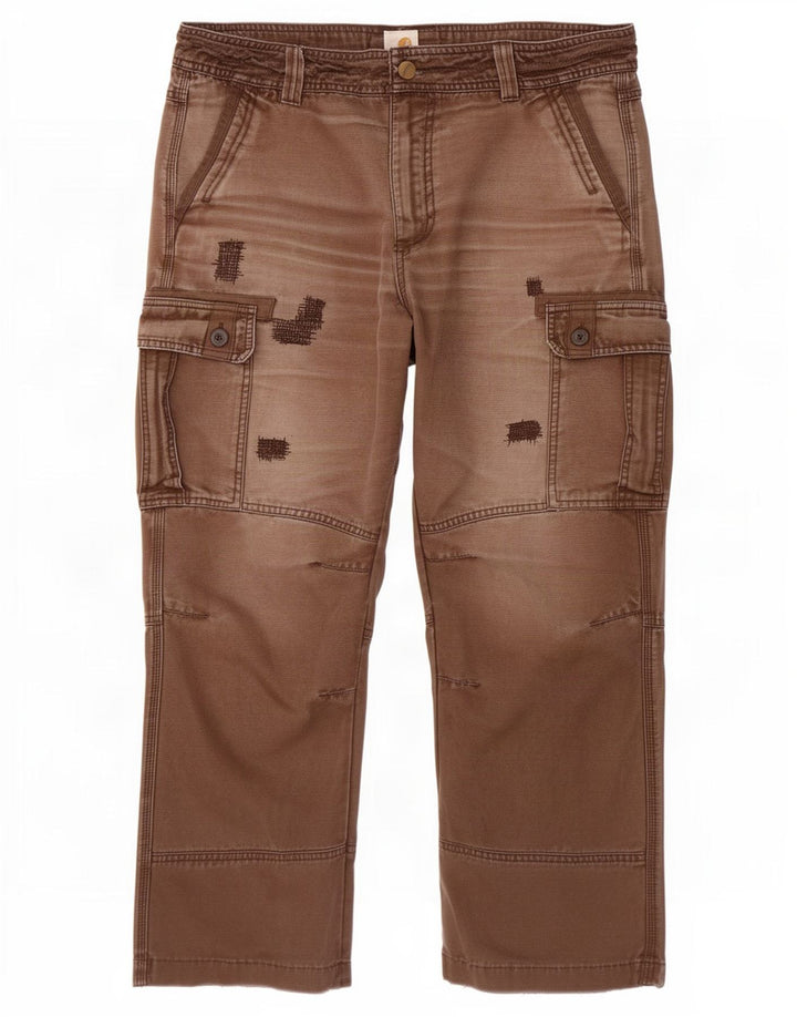 Pantaloni cargo dritti corti da uomo Carhartt W36 L26 Marrone