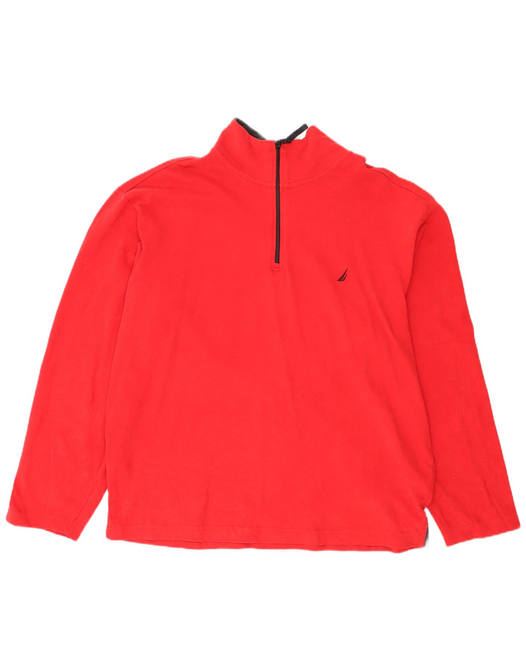 Nautica Top da uomo con zip e collo a maniche lunghe XL in cotone rosso