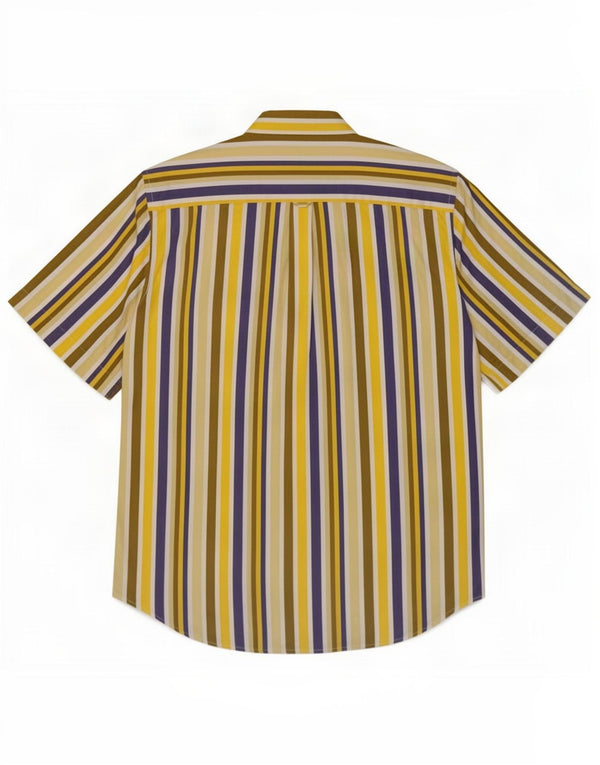 Camicia a maniche corte da uomo di Henry Taglia 39 15 1/2 media a righe multicolore