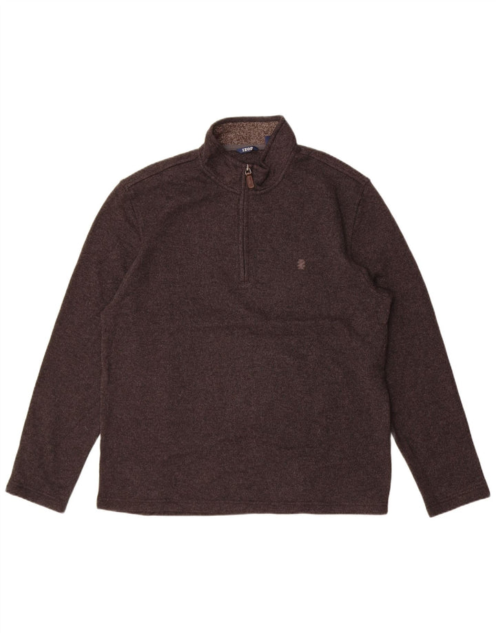 Maglione da uomo con collo con zip Izod, grande poliestere grigio