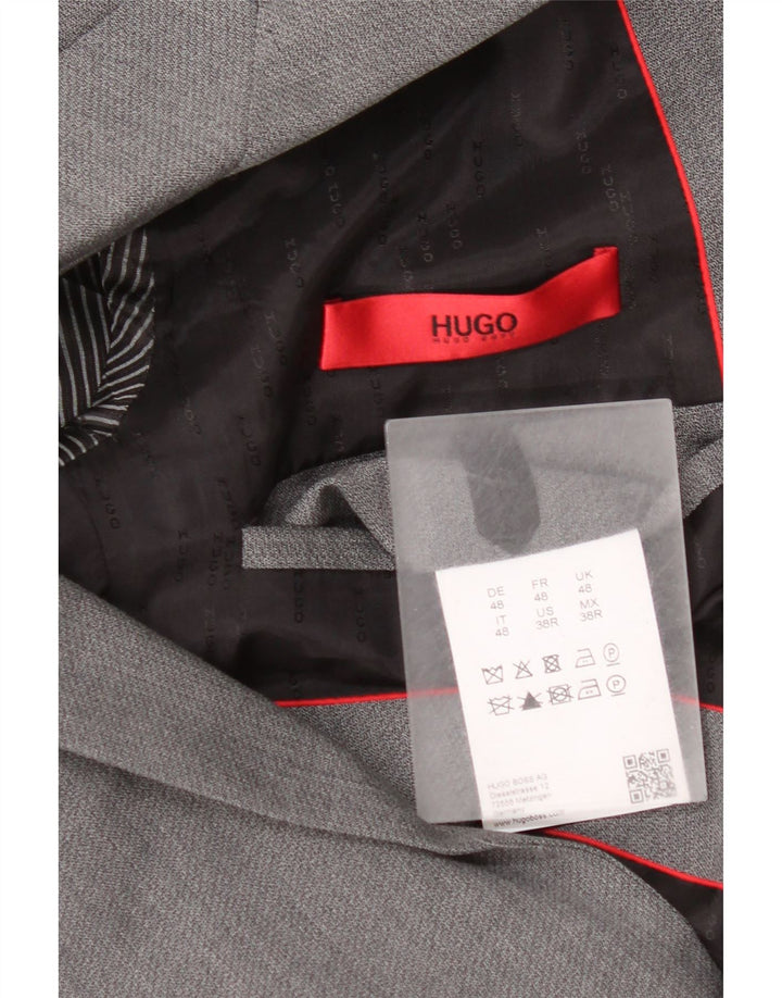 Giacca blazer da uomo a 2 bottoni Hugo Boss EU 48 Lana vergine grigio medio